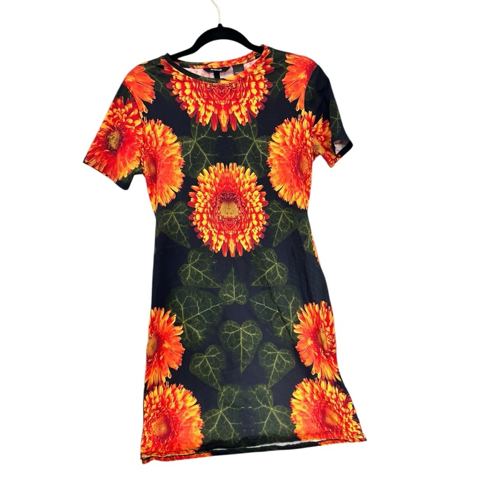 Desigual Floral Print Dress with Vibrant Sunflowers sz XL - Picture 4 of 10